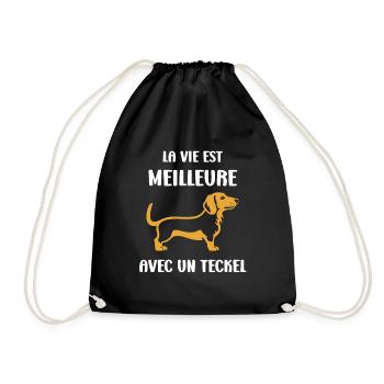 Humour chien teckel - Sac de sport léger - noir - Devant