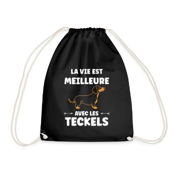 Humour chien teckel - Sac de sport léger - noir - Devant