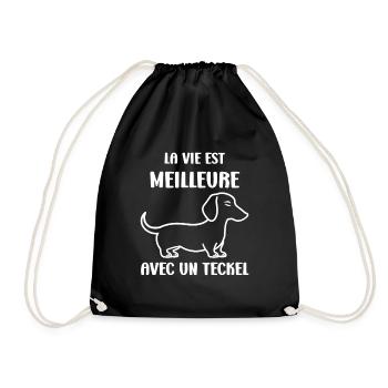 Humour chien teckel - Sac de sport léger - noir - Devant
