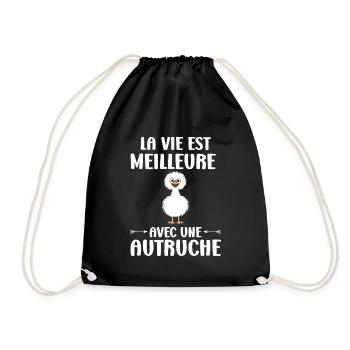 Humour autruche - Sac de sport léger - noir - Devant
