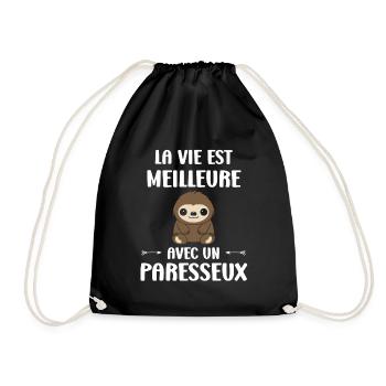 Animal humour paresseux - Sac de sport léger - noir - Devant