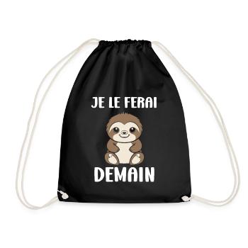 Animal humour paresseux - Sac de sport léger - noir - Devant