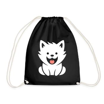 wolf - Drawstring Bag - black - Front