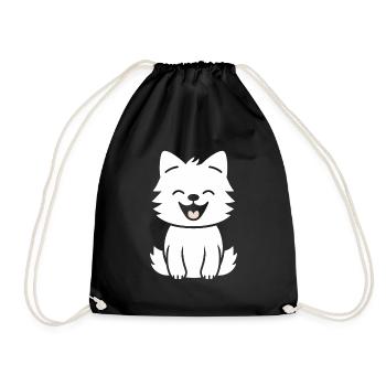 wolf - Drawstring Bag - black - Front