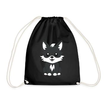wolf - Drawstring Bag - black - Front