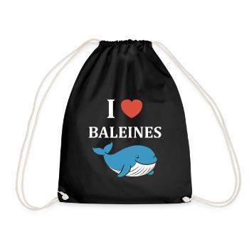 Baleines bleu Amour baleine - Sac de sport léger - noir - Devant
