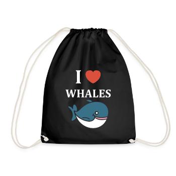 Baleines bleu Amour baleine - Sac de sport léger - noir - Devant