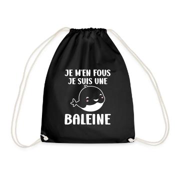 Baleines bleu Amour baleine - Sac de sport léger - noir - Devant