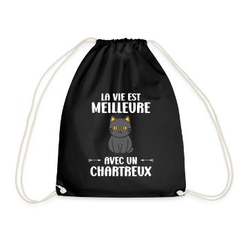 Humour chat chartreux - Sac de sport léger - noir - Devant
