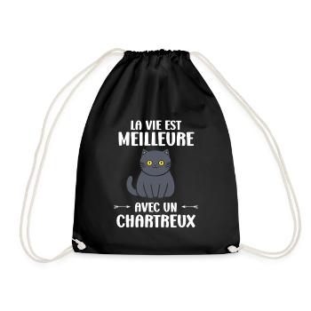 Humour chat chartreux - Sac de sport léger - noir - Devant