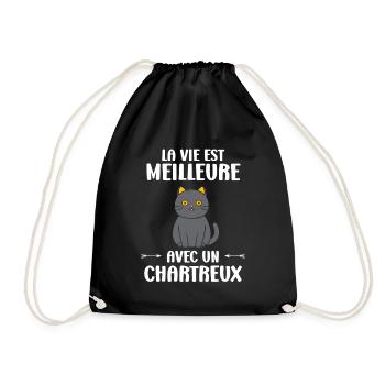 Humour chat chartreux - Sac de sport léger - noir - Devant