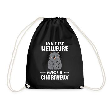 Humour chat chartreux - Sac de sport léger - noir - Devant