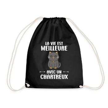 Humour chat chartreux - Sac de sport léger - noir - Devant