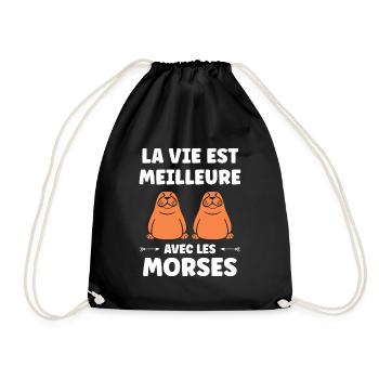 Animal humour Morse - Sac de sport léger - noir - Devant