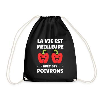 Humour poivron - Sac de sport léger - noir - Devant