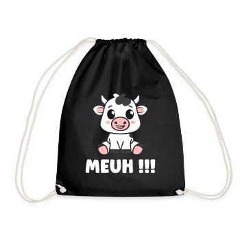 cow - Drawstring Bag - black - Front