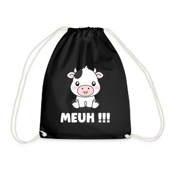cow - Drawstring Bag - black - Front