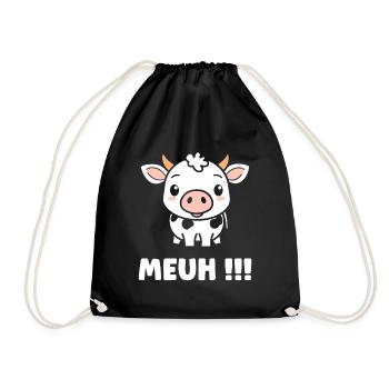 cow - Drawstring Bag - black - Front