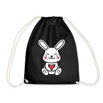 Kleiner Baby-Hase - Turnbeutel - Schwarz - Vorne