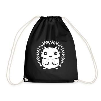 hedgehog - Drawstring Bag - black - Front