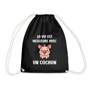 cochon - Sac de sport léger - noir - Devant