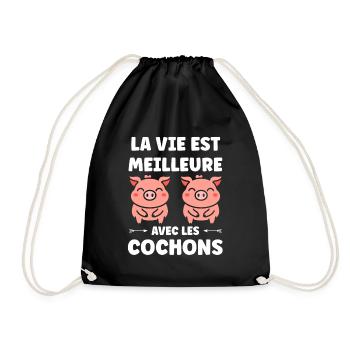 cochon - Sac de sport léger - noir - Devant