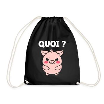 cochon - Sac de sport léger - noir - Devant