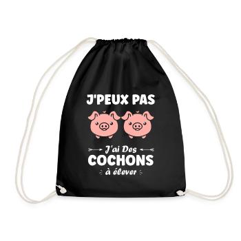 cochon - Sac de sport léger - noir - Devant