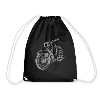 Simson Schwalbe KR51 Vintage Lineart Silhouette - Turnbeutel - Schwarz - Vorne