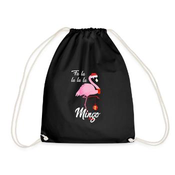 Christmas Flamingo Christmas cool gift - Drawstring Bag - black - Front