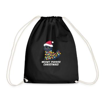 Cadeau de chapeau de Noël chat mignon Noël - Sac de sport léger - noir - Devant