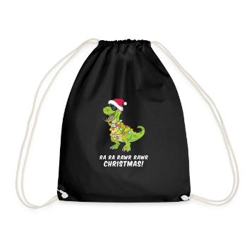 Weihnachten Dino cool Rawr Christmas Geschenk - Turnbeutel - Schwarz - Vorne