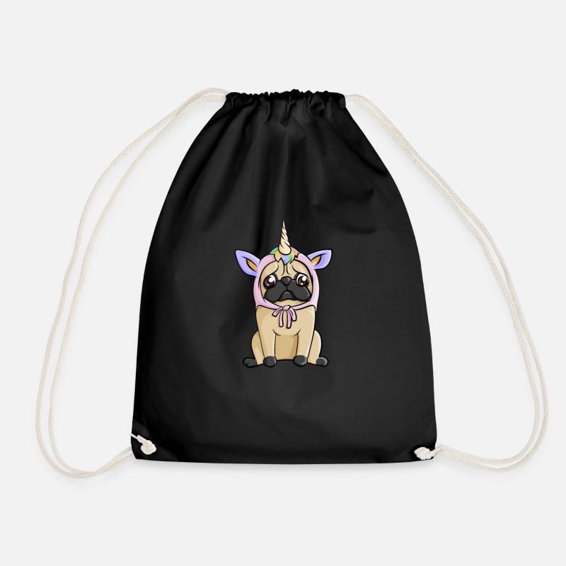 Mops Einhorn Kostüm Hund Geschenk - Turnbeutel - Schwarz