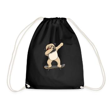 Dabbing Mops Sonnenbrille Skater Jungen Geschenk - Turnbeutel - Schwarz - Vorne