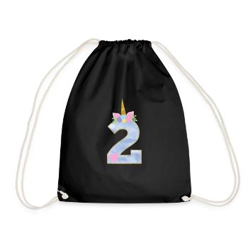 2 ans numéro de Licorne 2e cadeau d'anniversaire fille - Sac de sport léger - noir - Devant