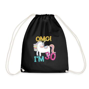 30 years unicorn 30th birthday girlfriend gift - Drawstring Bag - black - Front