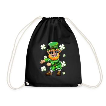 Flossing Kobold Kleeblatt St Patricks Day Geschenk - Turnbeutel - Schwarz - Vorne