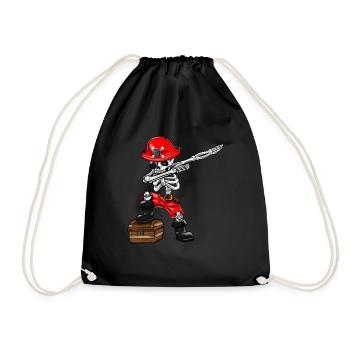 Dabbing Skeleton Pirate Boy Halloween Costume - Drawstring Bag - black - Front