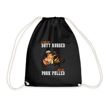Butt rubbed Pork Pulled BBQ Grillmeister Geschenk - Turnbeutel - Schwarz - Vorne