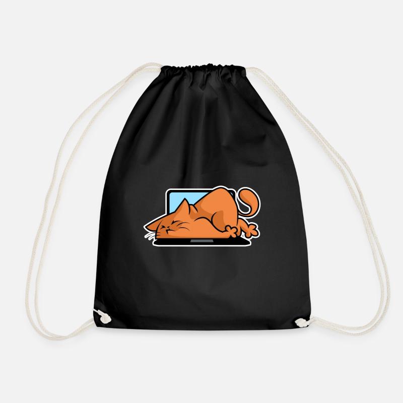 Katzen und Computer - Turnbeutel - Schwarz
