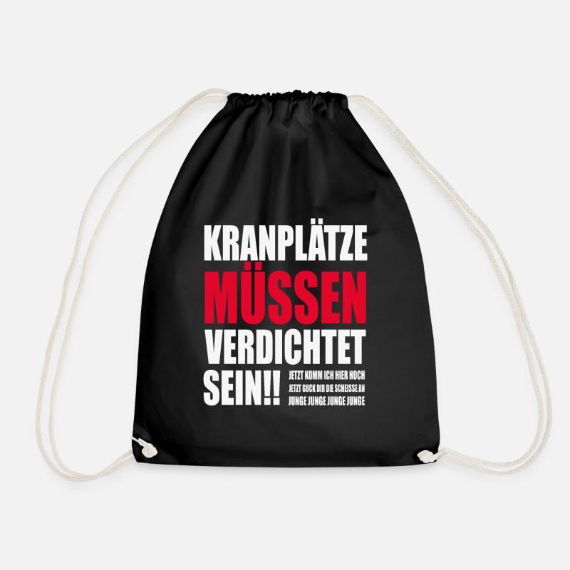 Crane spaces must be compacted! - Drawstring Bag - black