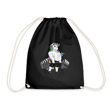 Einhorn Kreuzheben Workout Bodybuilder Geschenk - Turnbeutel - Schwarz - Vorne