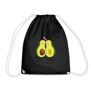 Avocado Familie Baby Verkündung schwanger Geschenk - Turnbeutel - Schwarz - Vorne