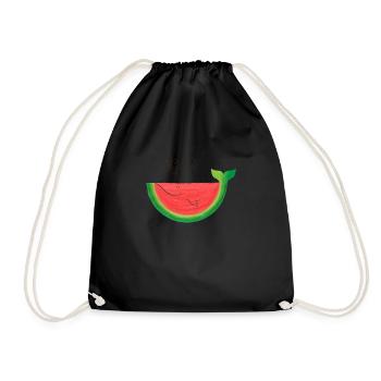 Melon Whale Melon Whale pastèque cadeau d'été - Sac de sport léger - noir - Devant