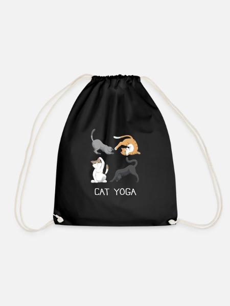 Cats Yoga Meditation Cat lovers gift - Drawstring Bag - black