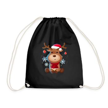 Reindeer with cap girlfriend christmas gift - Drawstring Bag - black - Front