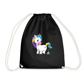 Einhorn Regenbogen Scheiße Einhornkacke Geschenk - Turnbeutel - Schwarz - Vorne