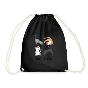 Yoga Cats Meditation Cat lovers gift - Drawstring Bag - black - Front