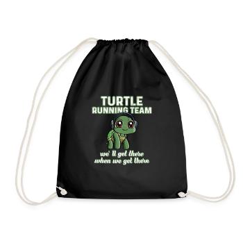 Schildkröte Laufgruppe Team joggen Läufer Geschenk - Turnbeutel - Schwarz - Vorne