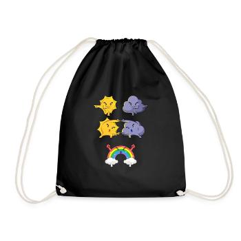 Sun cloud rainbow fusion gift anime - Drawstring Bag - black - Front
